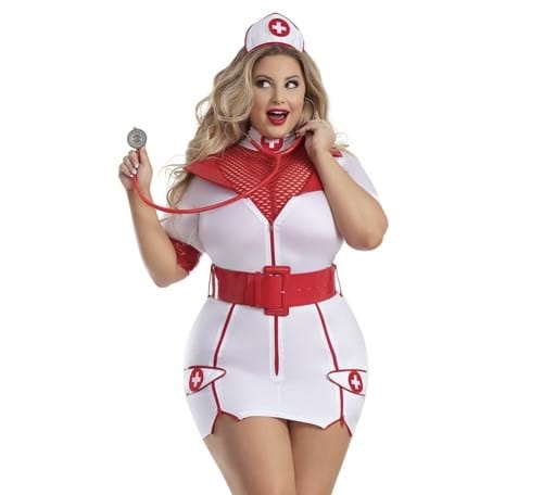 SEXY NURSE - Plus Size Sexy Zip-Up Nurse Costume for Women SIZE 2X