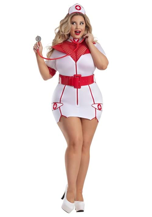 SEXY NURSE - Plus Size Sexy Zip-Up Nurse Costume for Women SIZE 2X - Image 2