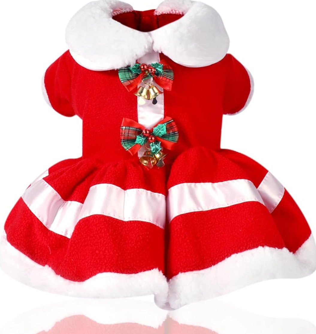 Christmas Dog Dress, Santa Claus Pet Clothes SIZE SMALL