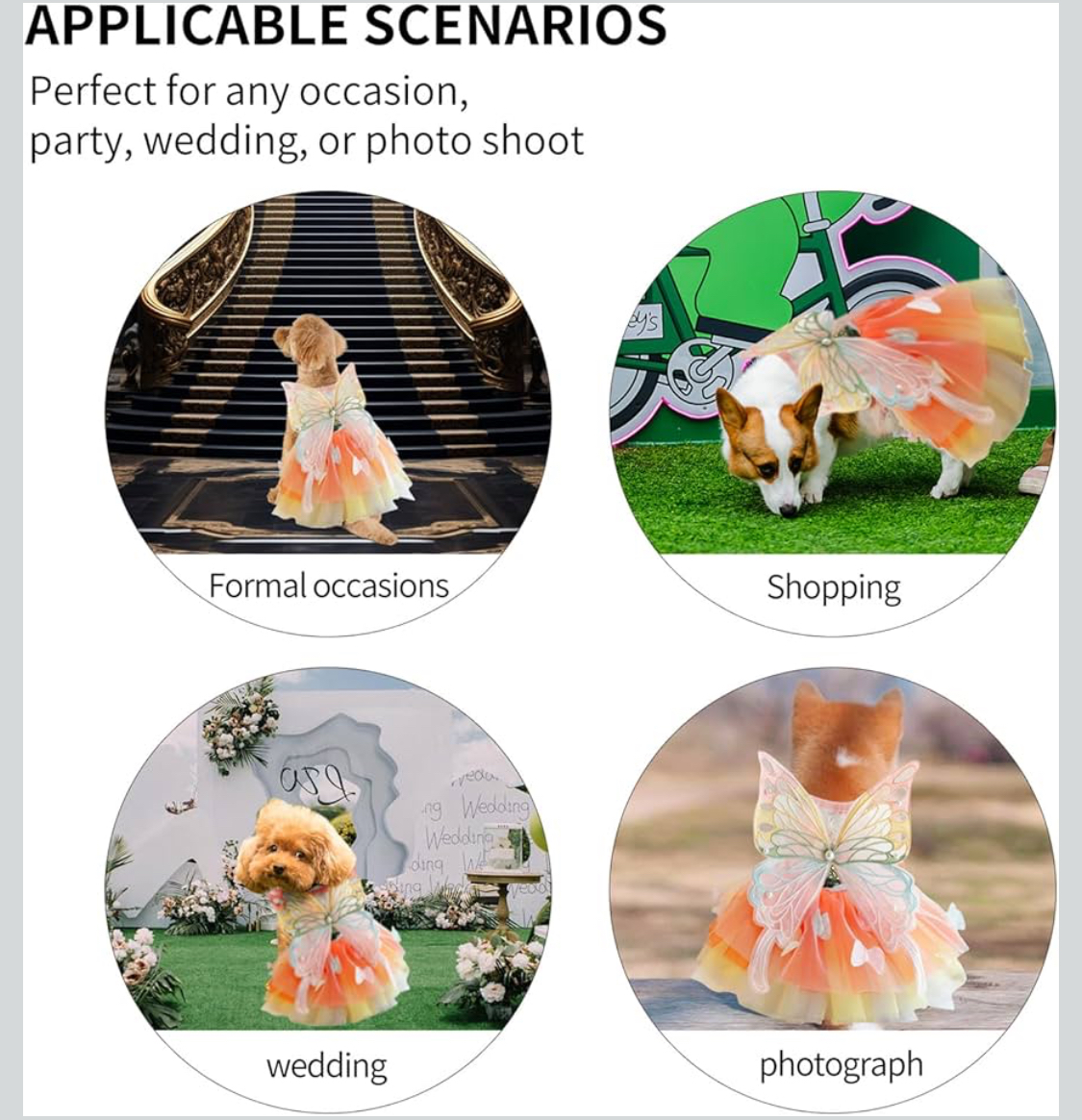 Princess Dog Dresses for Small Dogs Rainbow Clothes Butterfly Costume SIZE SMALL - Image 7