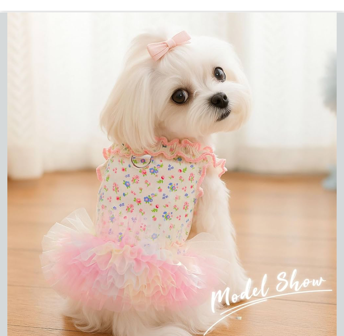 Floral Dog & Cat Dress with Tutu Skirt SIZE SMALL