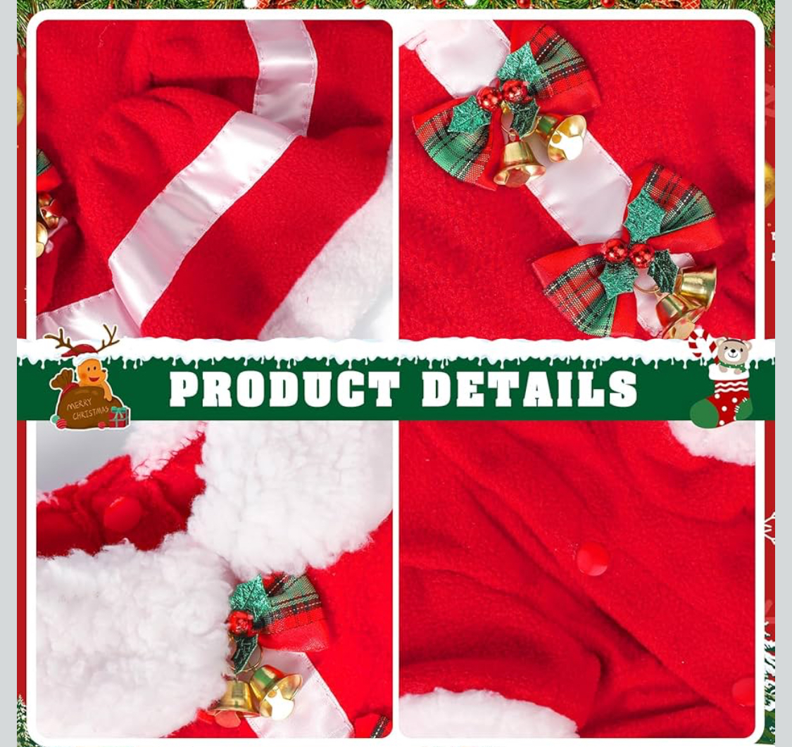 Christmas Dog Dress, Santa Claus Pet Clothes SIZE SMALL - Image 3