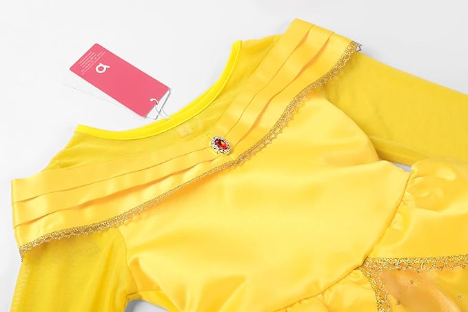 Girls Little Girl Princess Belle Yellow Costume Dress with accessories SIZE: 10-12 - Image 5