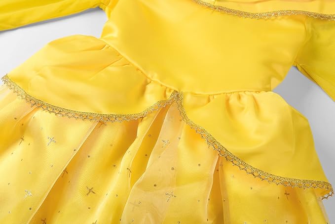 Girls Little Girl Princess Belle Yellow Costume Dress with accessories SIZE: 10-12 - Image 3