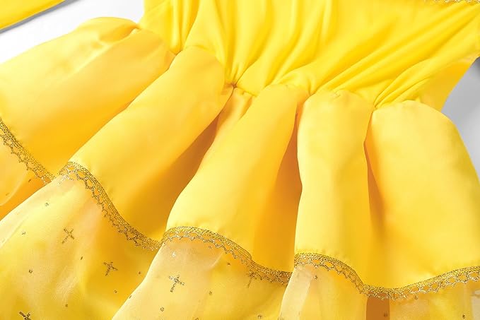 Girls Little Girl Princess Belle Yellow Costume Dress with accessories SIZE: 10-12 - Image 2