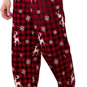 Christmas Pajamas Pants - Mens100% Cotton Pajama Pants Fleece Plaid Bottoms with Pockets and Button Fly SIZE MEDIUM