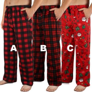 Christmas Pajamas Pants - Mens Pajama Pants Microfleece Plaid Pajama Bottoms Sleepwear SIZE LARGE