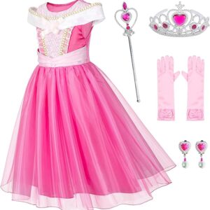 GIRLS Sleeping Beauty Princess Costume Pink Party Dress with Accessories SIZE 10-11
