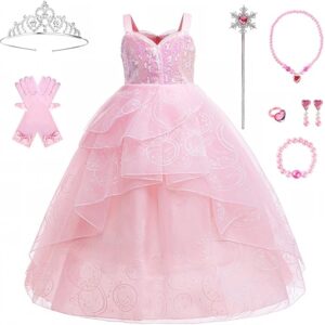 Pink Bubble Princess Witch Costume Dress with accessories