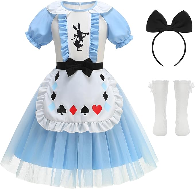 Storybook Girls Wonderland Dress with Headband and Stockings SIZE 7-8