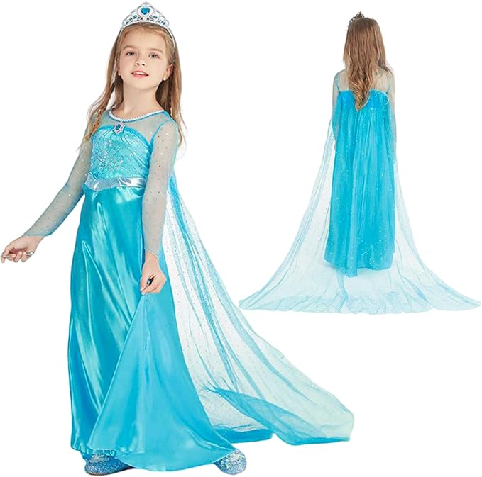 Princess Elsa Inspired Elegant Costume Dress with accessories SIZE 9-10 - Image 3