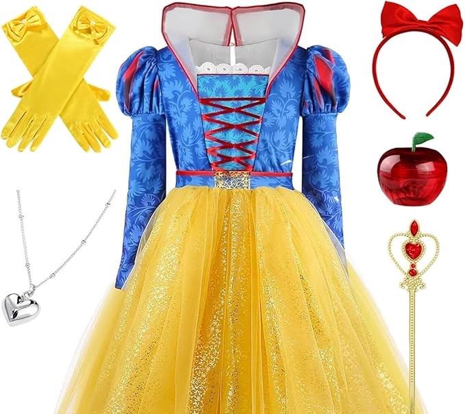 Princess Snow White Inspired Dress Up Costume with accessories SIZE 11/12