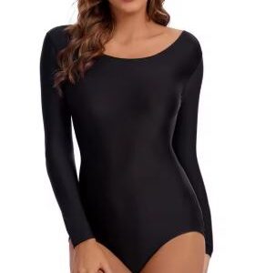LEOTARD - ADULT Long Sleeve Professional Dance Leotards - BLACK