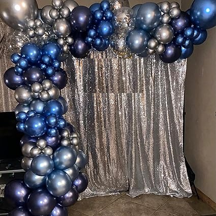 PARTY DECORATIONS - 93pc Blue and Silver Balloon Arch Kit - Image 4