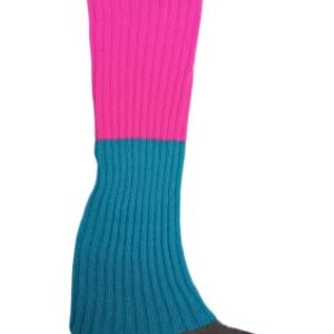 LEG WARMERS - Women Crochet Knit Leg Warmer - ONE SIZE - NEON PINK/BLUE
