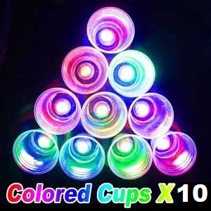 10 Pcs Glowing Party Cups, Pack with Colorful Flashing Lights