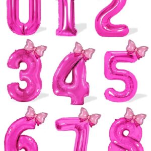 PARTY DECORATIONS - 40INCH NUMBER FOIL BALLOONS - 2PC PINK BOW