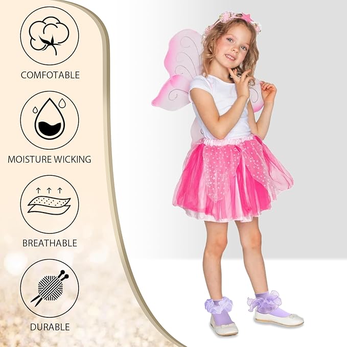 SOCKS - Kids Toddler Girl Ruffle Frilly Double Lace Dress Socks - Image 3