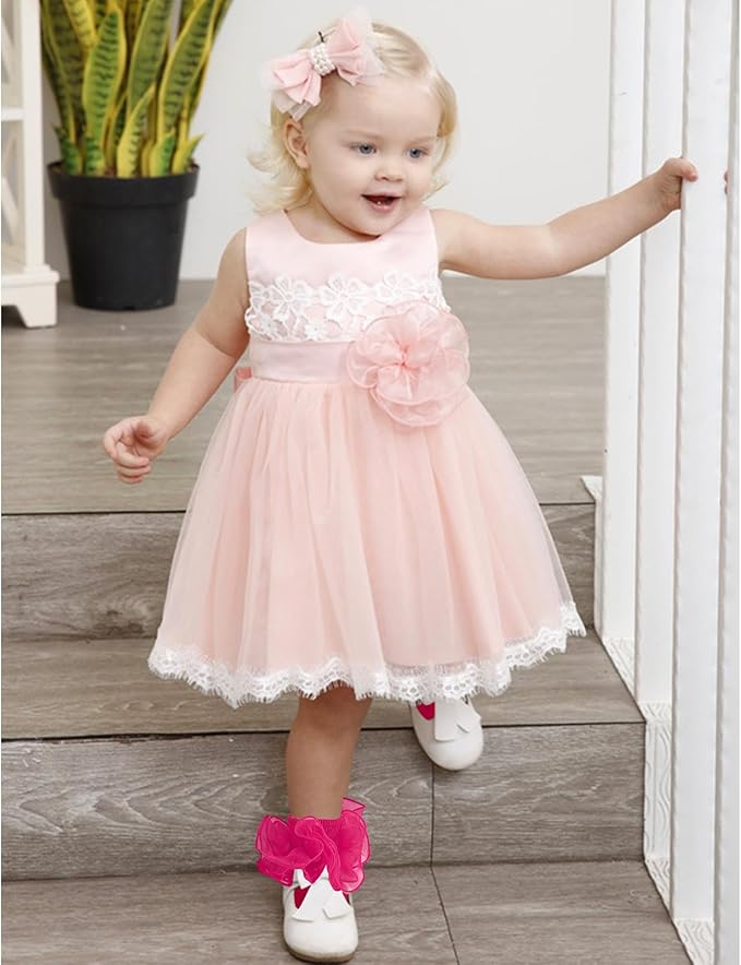 SOCKS - Kids Toddler Girl Ruffle Frilly Double Lace Dress Socks - Image 5