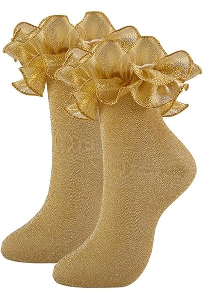 SOCKS - Women's Glittery Ruffle Ankle Socks (Size 6-11) - Image 6