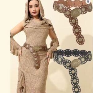 BELTS: Vintage Style Women's Faux PU Belt with Oval Rivet Buckle 120CM LENGTH