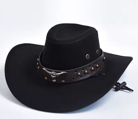 Artificial Suede Western Cowboy Vintage Hats - BLACK