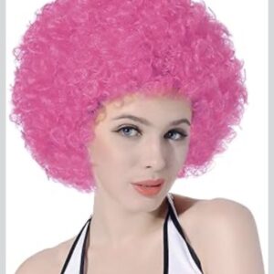 Unisex Afro Wig - Short Kinky Curly Afro Wig  - PINK