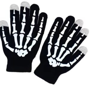 Halloween SHORT Length Finger Full Finger Knit Skeleton Gloves
