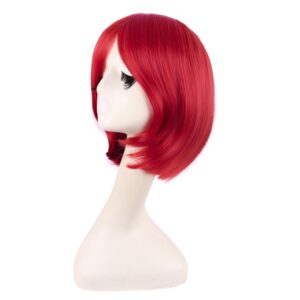 BOB WIG - 12 Inch/30 cm Fashion Unisex Short Straight Beauty Wig (Bright Red)