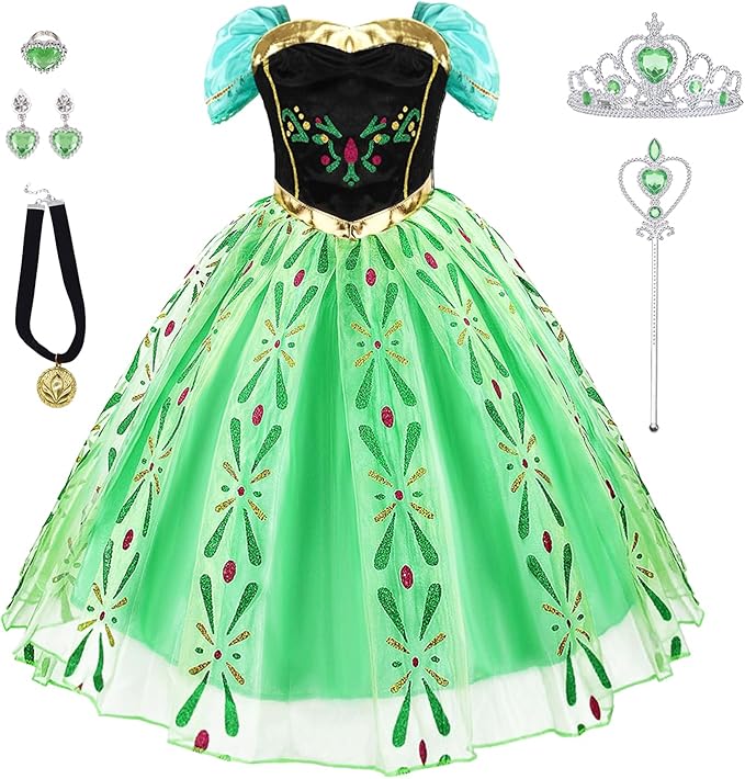 Disney's Frozen Deluxe Anna Luxury Green Princess costume Dress