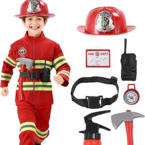 Career Day FIREFIGHTER - Kids' Boys 9PC Firefighter Roll Play Costume