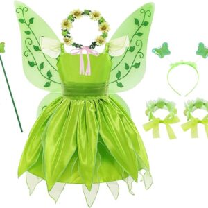 Girls Deluxe Green Fairy Princess Dress with accessories