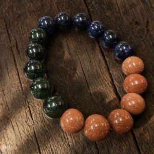 BRACELET - 12MM SANDSTONE NATURAL STONE BEADS - Multicolor