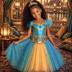 CUSTOM MADE Girls Tutu Gown- Princess Jasmine inspired Girls Tutu Gown SIZE: FITS 3-5YRS