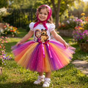 CUSTOM MADE Girls Tutu - Marsha and the Bear inspired fluffy sparkle Tutu SIZE: FITS 3-4YRS