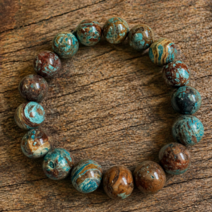 BRACELET - 12MM Natural Stone Blue Crazy Lace Agates Round Beads