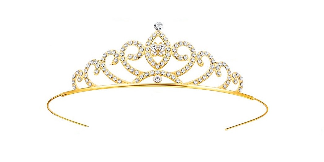 GOLD Tiara Crystal Rhinestone Headband 36