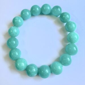 BRACELET - 12MM Natural Blue Amazonite Round stone beads