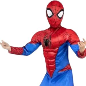 SUPERHERO Boy – KID'S Marvel Boys Kids Spider Man Costume with Padded Jumpsuit and Fabric Mask SIZE SMALL(6-7)