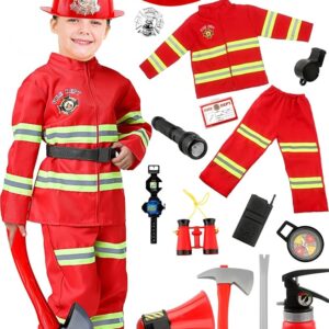 Career Day FIREFIGHTER - 17 Pcs Kids Fire Chief Firefighter Costume Set SIZE 4T-5T