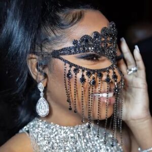 Rhinestone face mask accessory 07 - BLACK