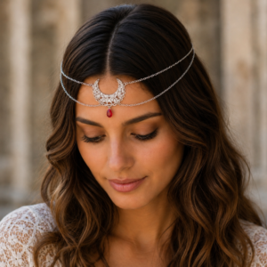 Head Chain Silver Crescent shape waterdrop head chain
