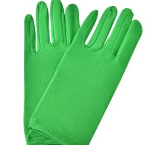 Stretch Satin Gloves wrist length ONE SIZE - GREEN