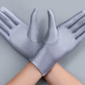 Stretch Satin Gloves wrist length ONE SIZE - GRAY