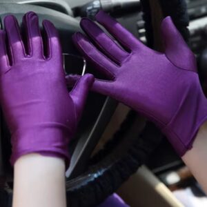 Stretch Satin Gloves wrist length ONE SIZE - PURPLE