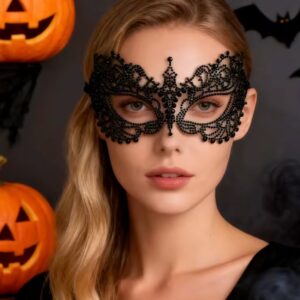 Rhinestone face mask accessory - LACE BLACK