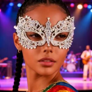 Rhinestone face mask accessory - LACE SILVER AB