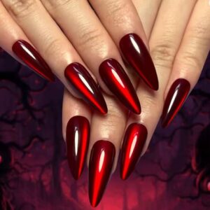 FASHION NAILS - 24pcs Long Stiletto Solid Color False Press on Nails - RED