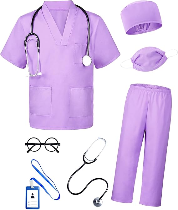 Career Day DOCTOR - Doctor Scrubs 7Pcs Toddler Nurse Scrubs Set With accessories set - Image 2