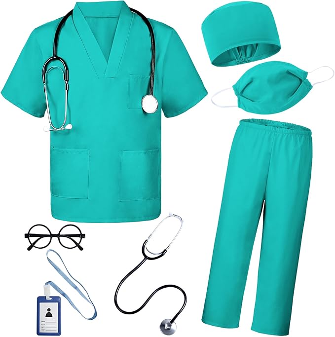 Career Day DOCTOR - Doctor Scrubs 7Pcs Toddler Nurse Scrubs Set With accessories set